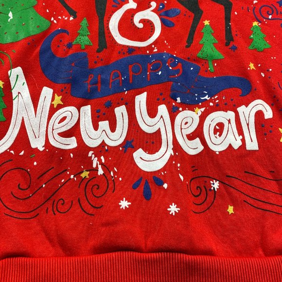 Ugly Christmas Sweater Men Large L Red Pull Over Jumper Sweatshirt XMAS New Year - Picture 4 of 11